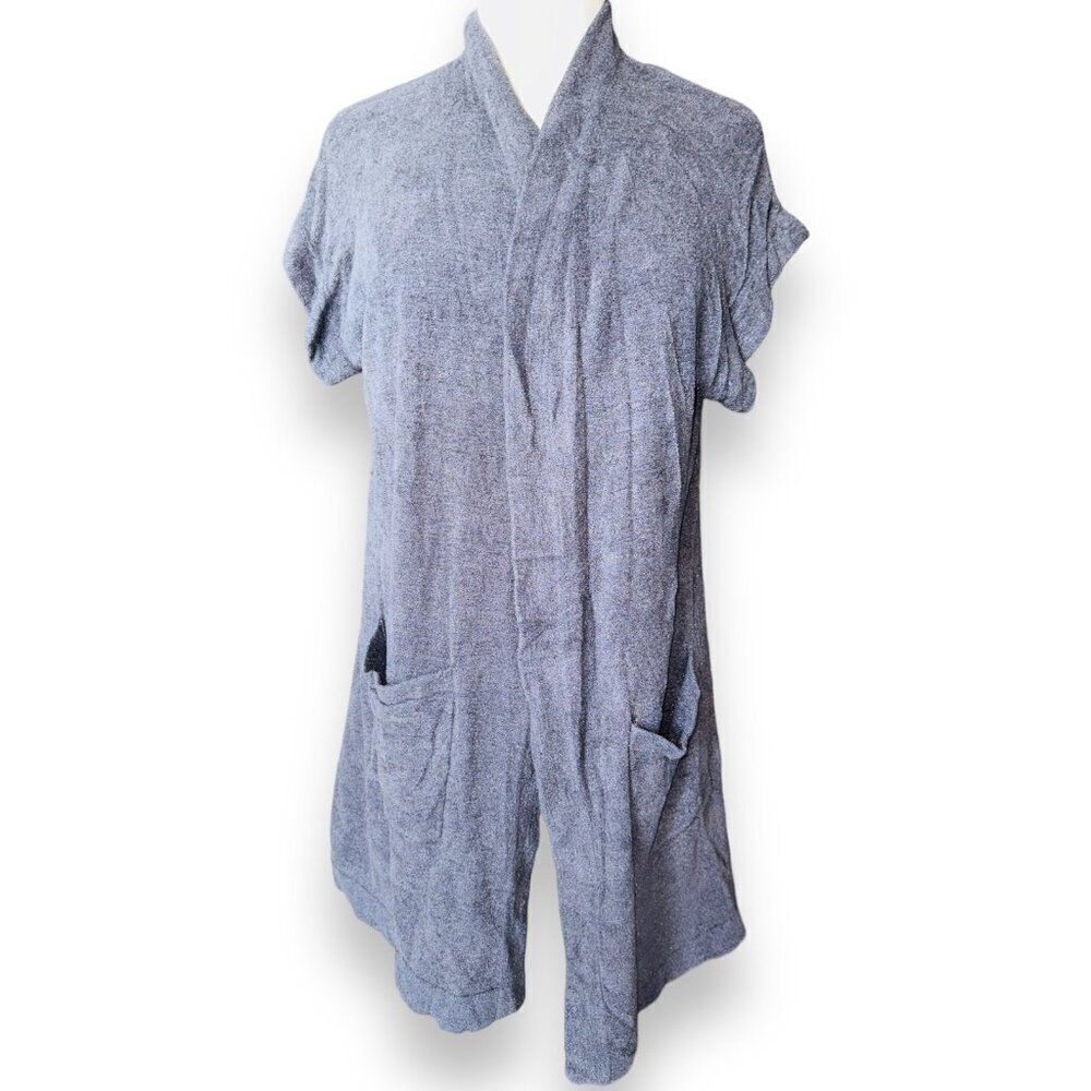 FB5 Barefoot Dreams Short Sleeve Wrap Cardigan Sweater Bamboo Gray Medium